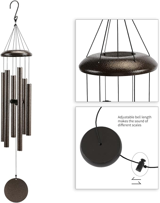 Large 40" Wind-Chimes-Outdoor-Deep-Tone, Soothing Melodic Tones Windchimes, Wind Chimes for Outside, Brown Memorial Wind Chime Best Gift for Mom Women Grandma Neighbors