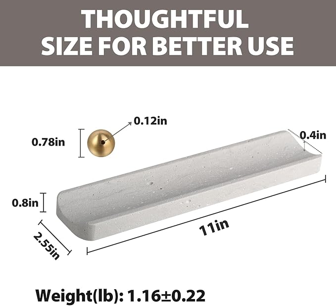 Koville Quarella Engineered Stone Incense Holder, Incense Holders for Sticks, Sturdy Incense Burner Ideal for Meditation and Relaxing, Easy to Clean(Cement Grey)