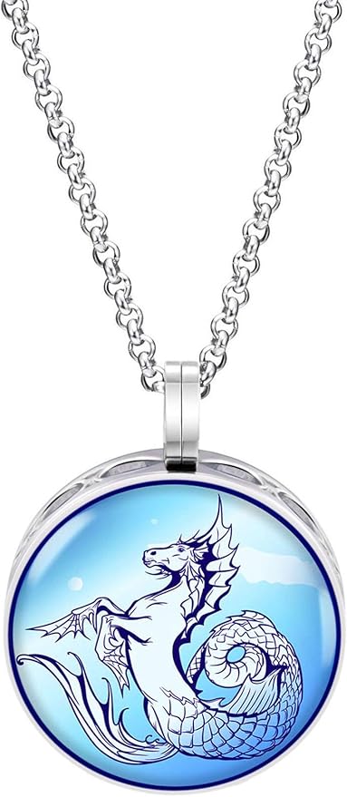 Wild Essentials Water Horse Enamel Finish Essential Oil Diffuser Necklace Gift Set - includes Aromatherapy Pendant, 24" Stainless Steel Chain, 8 Color Refill Pads