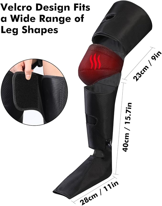 Leg Massager for Knee Heat, Air Compression Foot Massager, Thigh Massager and Calf Massager, Handheld Controller 3 Intensities 3 Modes (with 4 Extensions and Portable Bag), Gifts for Men