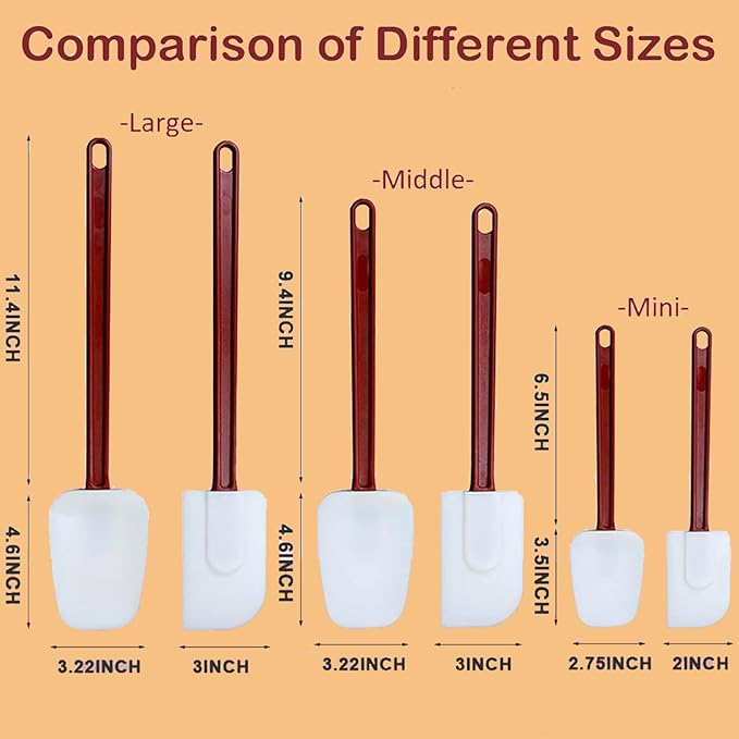 16.5 INCH Silicone Spatulas Heat Resistant Heavy Duty Rubber Spatulas Commercial Spatulas Set for Kitchen Use Silicone Cooking Utensils Sets of 2