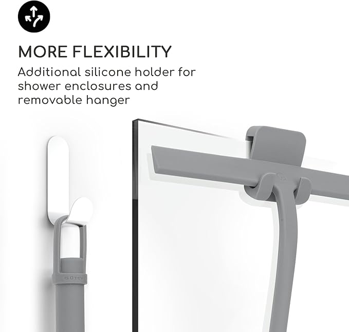 GÜTEWERK Shower Squeegee for Glass Doors, Silicone Window Squeegee, Bathroom and Glass Cleaning - Gray - 11 Inch