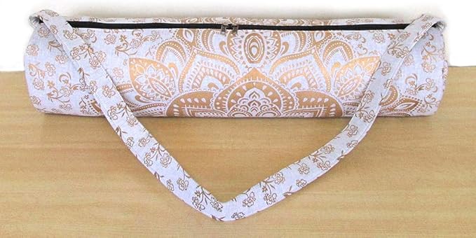 ICC Black Gold Mandala Full-Zip Exercise Yoga Mat Carry Bag Gym Beach Pilates Carrier Bags Hippie Mandala Indian Cotton Bag