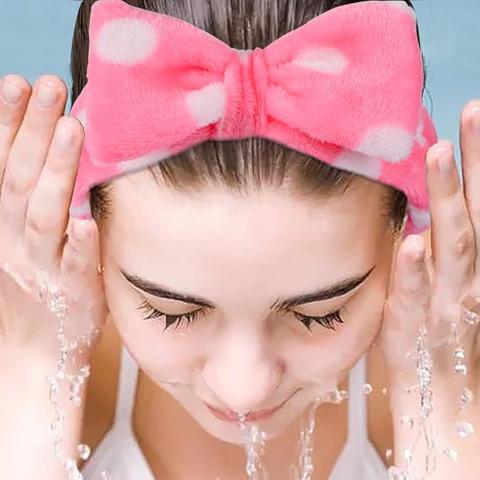 UMIKU 8 Pack Spa Headband for Women Facial Makeup Headband Soft Coral Fleece Christmas Stocking Stuffers Bow Hair Band Head Wraps for Washing Face Mask Spa Gifts For Women Gifts Basket