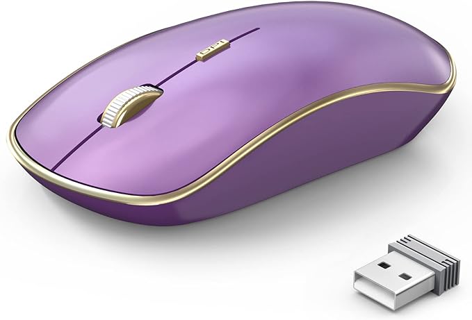 JOYACCESS Wireless Mouse - 2.4G Portable & Ergonomic with 5 DPI Levels for Desktop, Notebook, PC & Laptop (Purple)