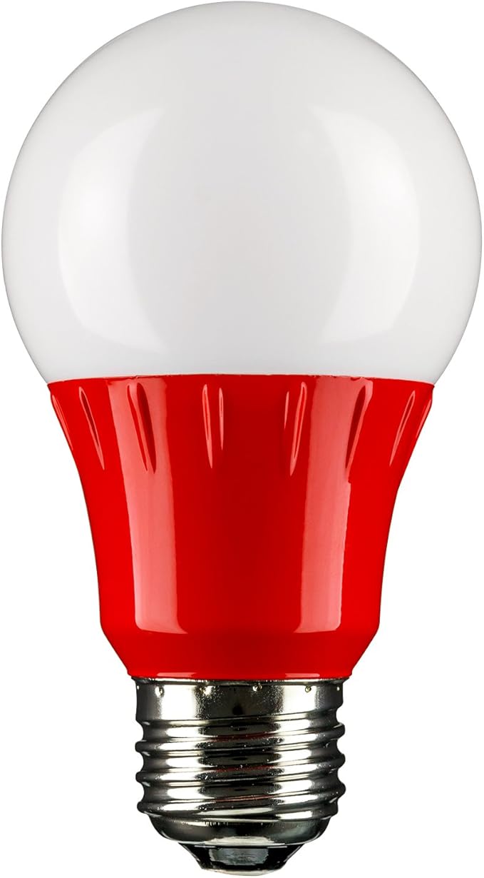 Sunlite 40454 LED A19 Colored Light Bulb, 3 Watts (25w Equivalent), E26 Medium Base, Non-Dimmable, UL Listed, Party Decoration, Holiday Lighting, 3 Count, Red