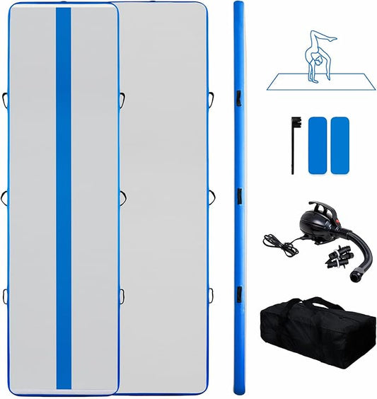 Tuxedo Sailor Inflatable Gymnastics Tumbling Mat Tumble Track Thickness Floor Mat With Electric Air Pump for Gymnastics/Training/Home/Cheerleading/Water/Gym/Yoga