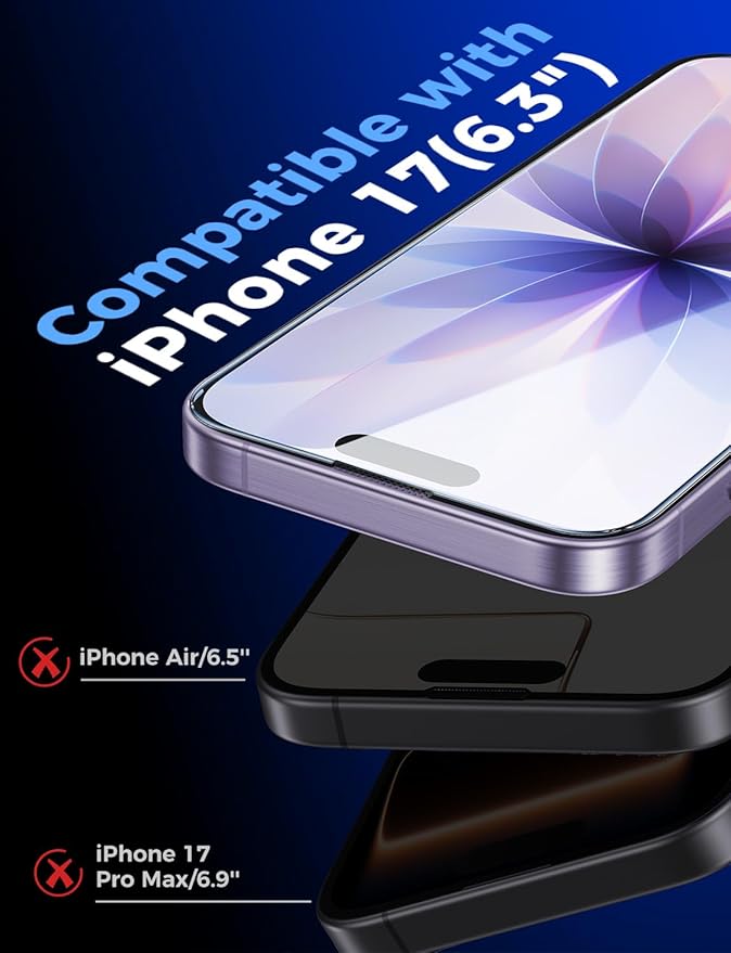 MAGIC JOHN 2 Pack for iPhone 17 6.3 inch Tempered Glass Screen Protector, Auto Dust-Elimination, Bubble Free, HD Clear, Easy Installation,iPhone 17 6.3''
