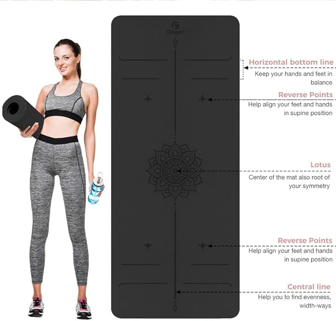 Yoga Mat Non Slip TPE Extra Wide Yoga Mat with Alignment Mark, 72"L x 32"W x 0.32"/0.24"Th (183cm x 80cm x 8mm/6mm), Anti-Tear Exercise Mat with Carrying Strap and Bag, Workout Mats for Yoga, Pilates
