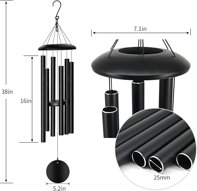 Wind Chimes Outdoor, 38'' Large Memorial Wind Chimes for Outside Deep Tone, Wind Chime Gifts for Garden Hanging Decor, Sympathy Gift