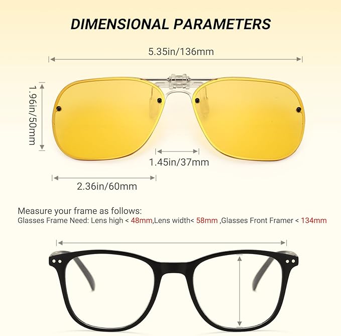 TERAISE Clip-on Night Vision Glasses Flip up Driving Glasses Men Women HD Polarized Anti Glare UV400 for Outdoor