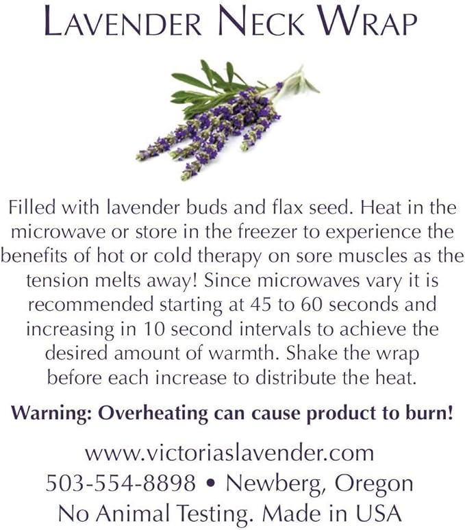 Victoria's Lavender Luxury Microwavable Aromatherapy Neck Wrap and Eye Mask Pillow, Made in The USA Lavender Gift Set with Organic Lavender Buds and Flax Seed for Hot or Cold Application - (Set of 2)