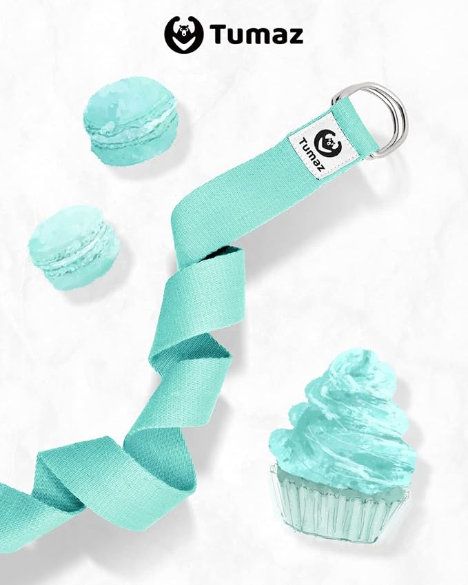 Tumaz Yoga Strap/Stretch Bands [15+ Colors, 6/8/10 Feet Options] with Extra Safe Adjustable D-Ring Buckle, Durable and Comfy Delicate Texture - Best for Daily Stretching, Physical Therapy, Fitness