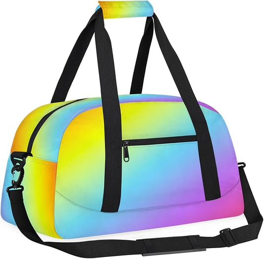 Sports Duffle Bags Rainbow Gradient Travel Gym Bag Weekender Bags Waterproof Overnight Bag Carry On Bag for Dance, Yoga