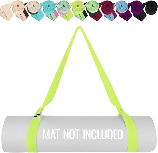 TECEUM Yoga Mat Strap – 30+ Colors – Adjustable Mat Holder Sling Carrier for All Mats [Mat Not Included]