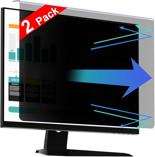 【2 Pack】 24 Inch Privacy Screen Protector (Compatible with 23", 23.6", 23.8") for 16:9/16:10 Widescreen Monitors-Blue Light Blocking,Hanging Design, Anti-Scratch for Desktop Computers