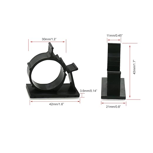 Cable Clips, GLE2016 Self-Adhesive Wire Holder Cable Organizer Cord Management Clamps with Adjustable Backed 20 Pack Black