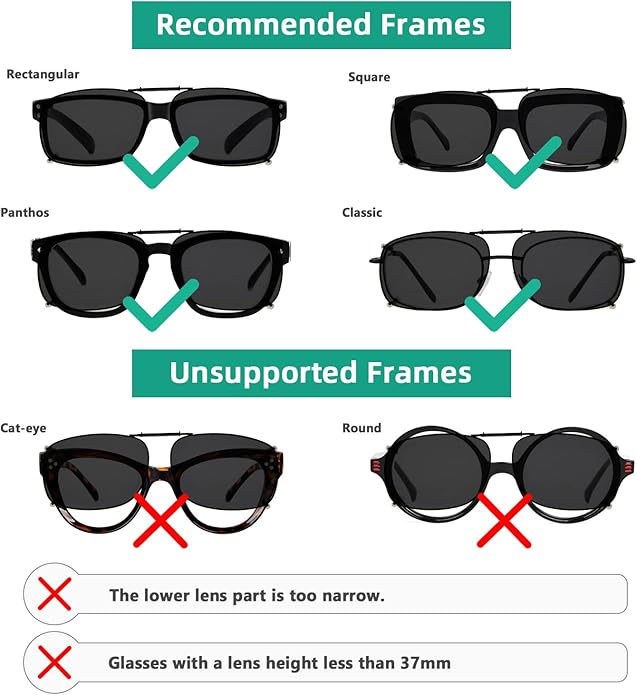 Eyekepper Large Clip On Sunglasses With Spring Draw Bar Polarized