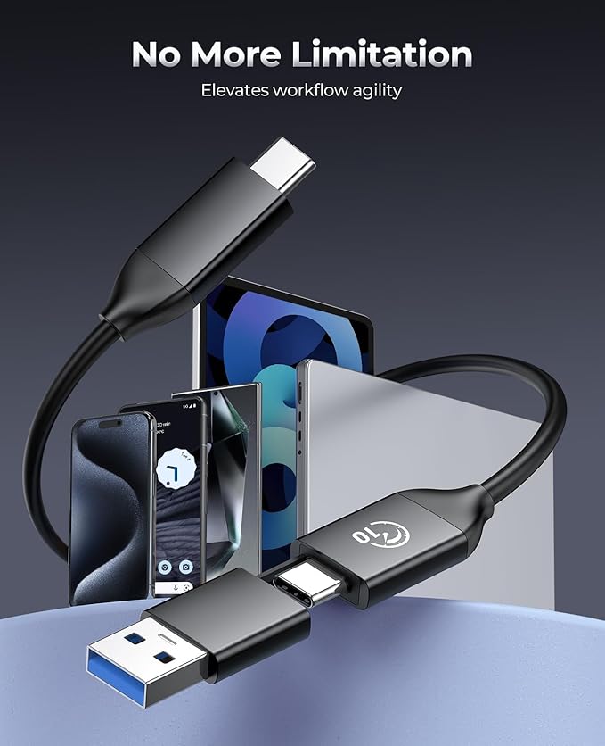 ORICO 1TB External SSD with 2 in 1 USB C Cable, Portable Solid State Drive USB 3.2 Gen 1 Up to 460MB/s, Dust and Drop Resistance, Reliable Storage for USB-C Smartphone, PC, Tablet, Labtop - M25PRO