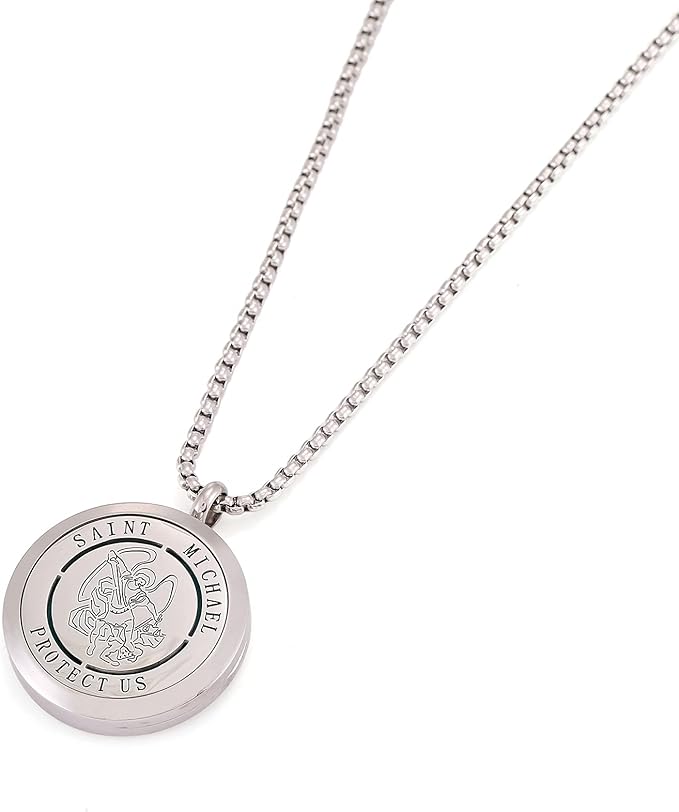 St Michael The Archangel Aromatherapy Essential Oil Diffuser Locket Stainless Steel Perfume Necklace-Perfume, Fragrance, Scent Diffusers for Women and Girls