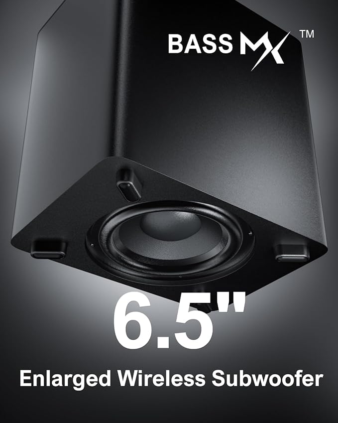 ULTIMEA 7.1ch Sound bar with Wireless Subwoofer, Virtual Surround Sound System for Smart TV, 4 Wired Surround Speakers, 410W Peak Power, App Control, Home Theater Sound System Poseidon D70, 2025 Model