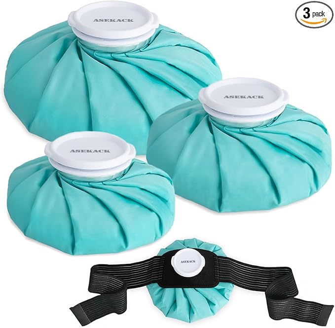Ice Bags for Injuries, Thickened Ice Packs for Injuries Reusable, Hot & Cold Therapy for Pain Relief, Sports Injuries, No-Leak Cold Packs, 3 Size (6" 9" 11") (Set with Wrap)