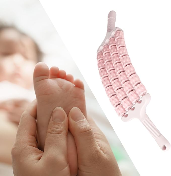 Massage Roller Sticks Handheld Ergonomic Grip Multipurpose Massage Tool Muscle Relaxation for Workout Home Use, Pink