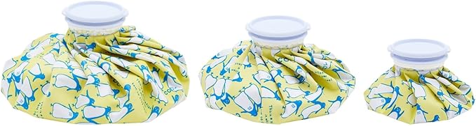 Juvale Reusable Ice Packs for Injuries - Small (5.8 in), Medium (9 in) & Large (10.5 in), 3 Pack, Penguin Print - Ice Bag Screw Top for Pain Relief & Headache