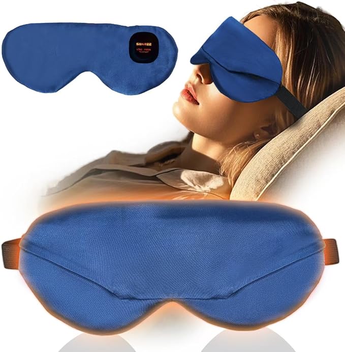 Heated Eye Mask-Cordless Eye Mask for Dry Eyes,Electric Warm Compress for Eyes,Improved Sleep, Blackout Eye Heating Pad for Eye Relief,Rechargeable Warming Eyes Mask for Travel with Washable Cover