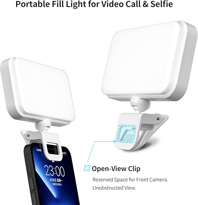 Video Conference Light, Clip-on Light for Phone and Laptop, Portable LED Light for Zoom Call, Webcam, Meeting, Virtual Session, Content Creation, Livestreaming, Vlog