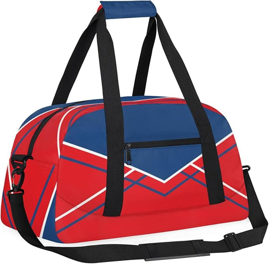 Sports Duffle Bags Red Blue Travel Duffle Bag Waterproof Weekender Overnight Gym Carry On Bag for Dance, Yoga