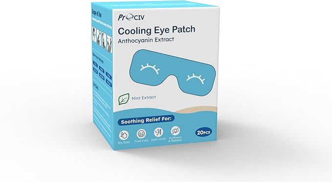 20-Pack Cold Eye Mask, Disposable Hydrogel Eye Patches, Gel Sheet Mask for Tired Eyes & Puffiness，Self Cooling Compress, Travel Essentials & Relaxation Gifts for Women, Stocking Stuffers for Adults