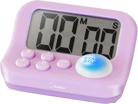 dretec pomodoro Timer, Productivity Timer, for Studying,exam, for Kids, Large Display, Large Button, Purple