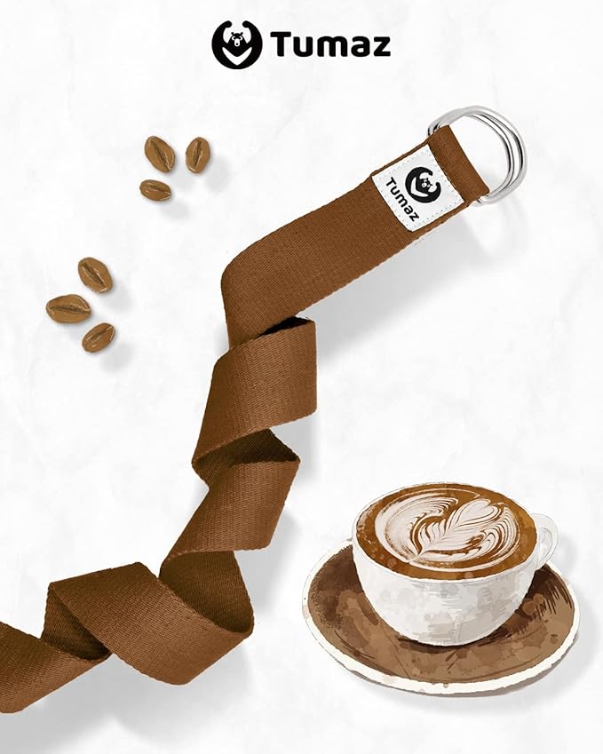 Tumaz Yoga Strap/Stretch Bands [15+ Colors, 6/8/10 Feet Options] with Extra Safe Adjustable D-Ring Buckle, Durable and Comfy Delicate Texture - Best for Daily Stretching, Physical Therapy, Fitness