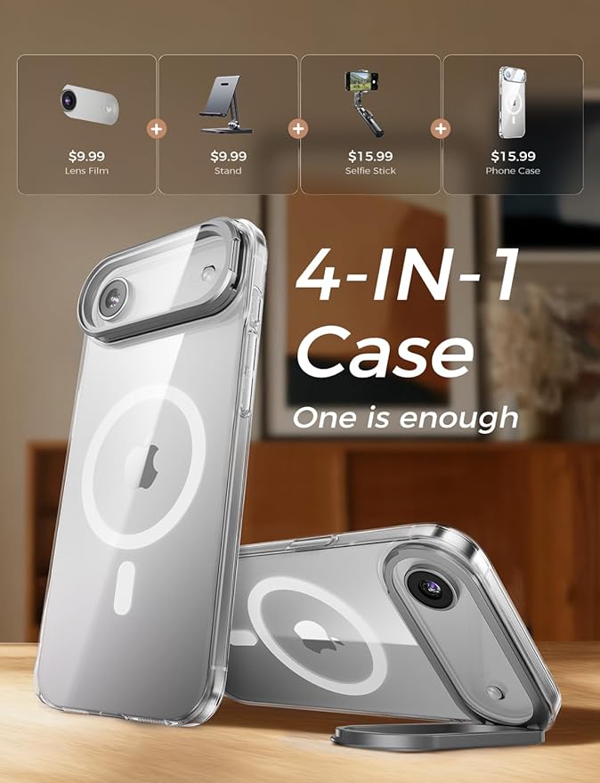 MAGIC JOHN for iPhone 2025 Air Phone Accessory Bundle [iPhone Privacy Screen Protector] [Lens-Stand Case] [45W PD Fast Charger] 3-Piece Set, Compatible with iPhone 2025 Air White