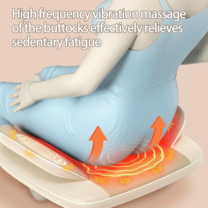 Shiatsu Massage Chair with Heat, Full Back Shiatsu & Rolling, Comfortable Massage Chair Pad for Stress Relief, Gift for her/him, Office and Home.White, Free car Adapter Included