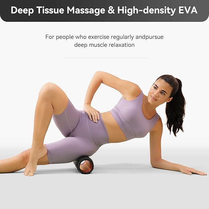 Foam Roller High-Density Exercise Roller, Deep Tissue Muscle Massage, Stretching, Relieves Muscles, Improves Mobility, Fitness Roller for Pilates, Yoga, Ideal for Athletes, Beginners & Recovery