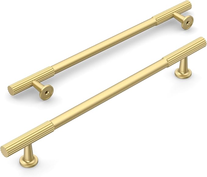 Amerdeco 10 Pack Brushed Gold Cabinet Pulls 7.5 Inch(192MM) Hole Centers Kitchen Cabinet Handles Hardware Kitchen Handles for Cabinets Cupboard Handles Drawer Pulls ZH0071