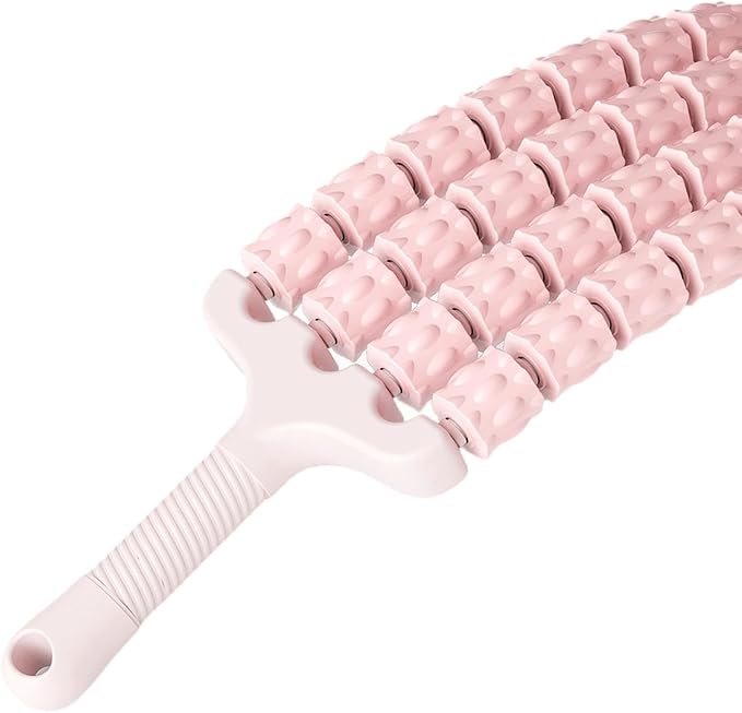 Massage Roller Sticks Handheld Ergonomic Grip Multipurpose Massage Tool Muscle Relaxation for Workout Home Use, Pink