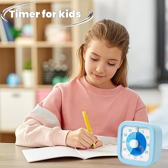 Visual Timer for Kids Timer Home - 60 Minute Kids Visual Timer for Classroom Home Office, Countdown Clock for Teaching Work Meeting, Pomodoro Timer for Time Management (Sky Blue)