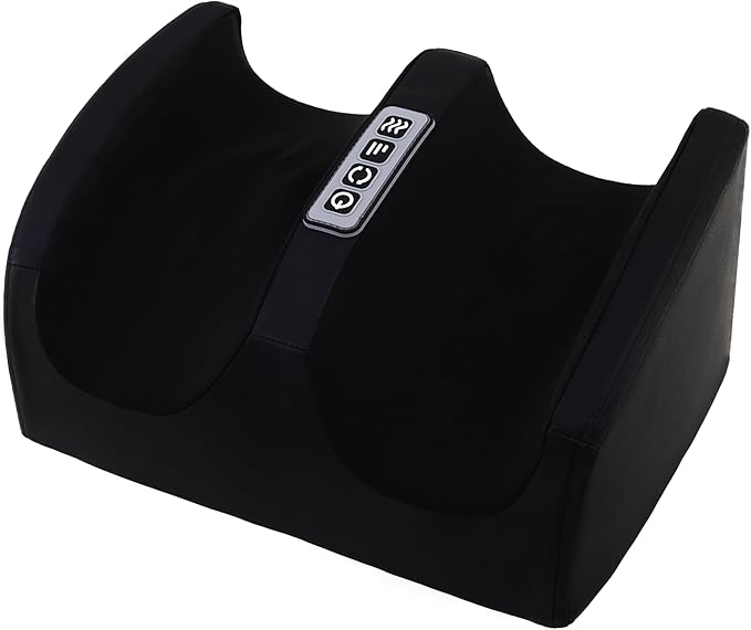 Foot Massager with Heat, Electric Foot and Calf Massager with Roller, Deep Tissue Massage for Plantar Fasciitis, Neuropathy & Pain Relief, Gifts for Women & Men(Black)