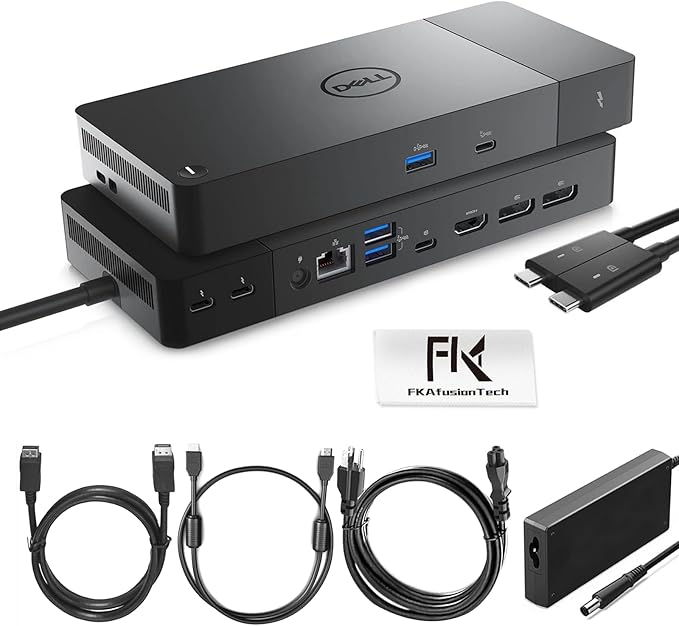 Dell WD19DCS Docking Station, Performance Dock WD19DCS - 3 Year Warranty, with 240W Power Adapter + 210W Power Delivery + ZoomSpeed HDMI & DisplayPort Cable + USB-C Cable - New