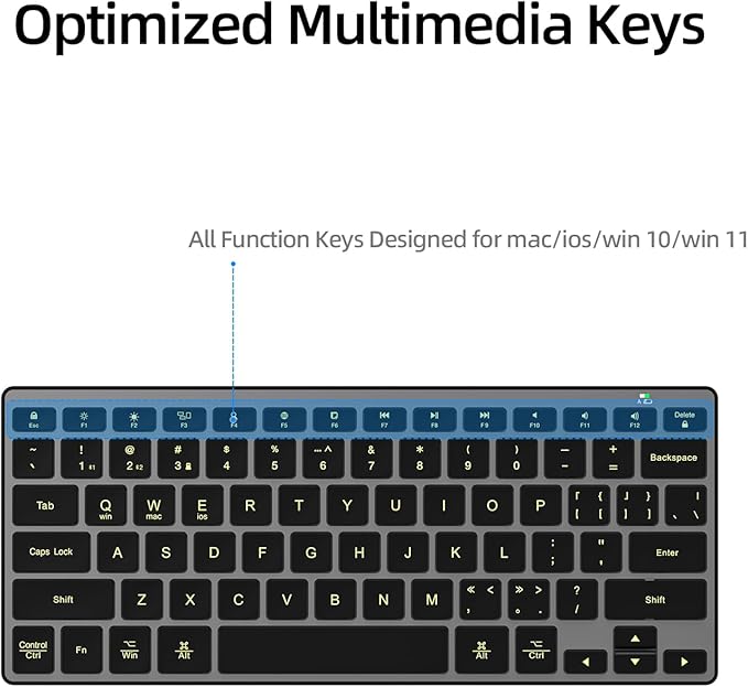 BFRIENDit Wireless Bluetooth Compact Keyboard Ultra - Quiet Chocolate Keys 2.4GHz Connection Slim Wireless Computer Keyboard for Mac, Windows 11/10/8/7/Vista, Microsoft & PC, Smart TV - Black