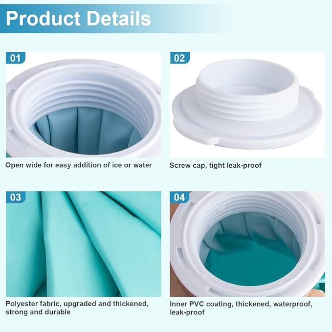 Ice Bags for Injuries, Thickened Ice Packs for Injuries Reusable, Hot & Cold Therapy for Pain Relief, Sports Injuries, No-Leak Cold Packs 6"