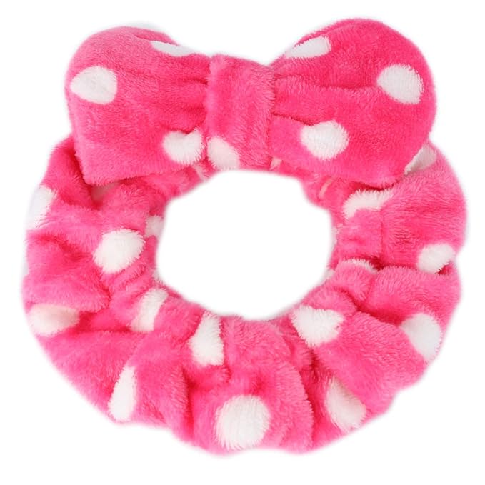 Hairizone Makeup Wrap Headband for Facial Wash Shower Hairband Adjustable Elastic Bowknot Cosmetics Hair Band for Women (Roseo)