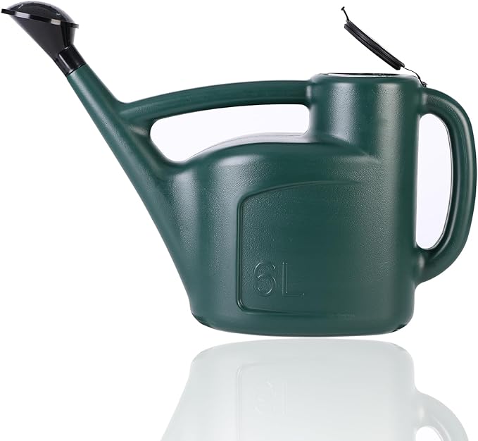1.5 Gallon Watering Can for Outdoor Plants, Large Plastic Water Can with Long Spout, Lid and Detachable Sprinkler Head, Lightweight Watering Pot for Indoor Houseplants and Garden Flower - 6L