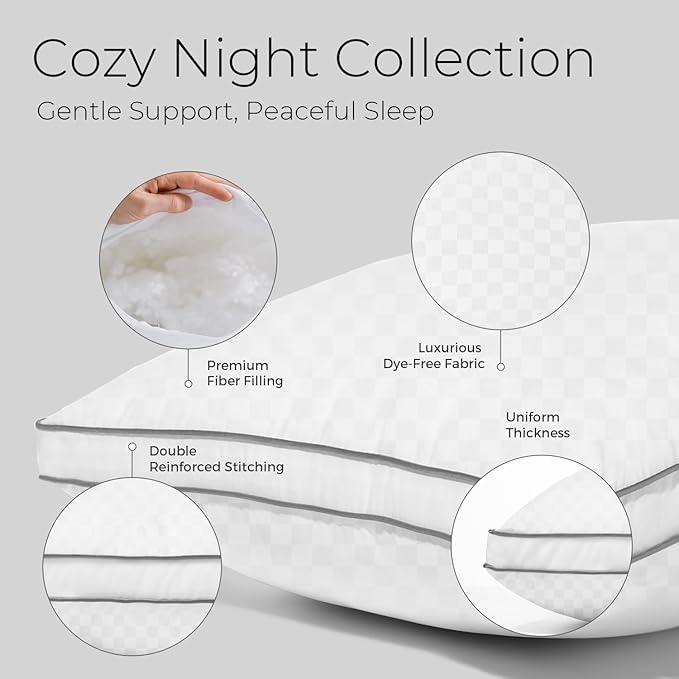 Sweetnight King Size Pillows Set of 2, Bed Hotel Pillows, Almohadas para Dormir, Side Back Stomach Sleeper, Relief Neck, Head, Shoulder