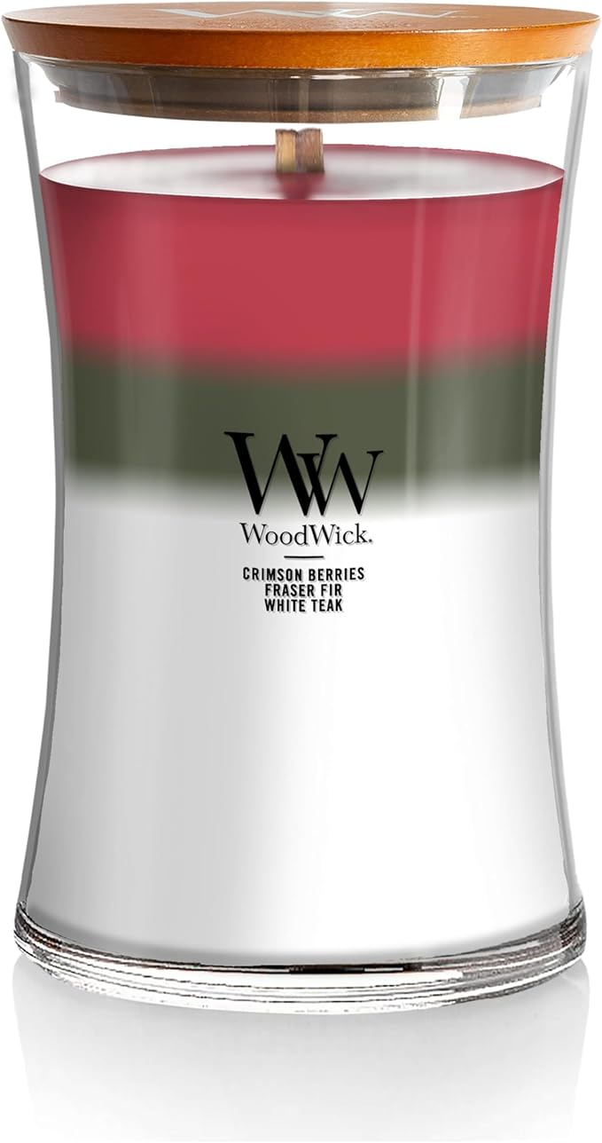 WoodWick Large Hourglass Candle Winter Garland - Premium Soy Blend Wax Pluswick Innovation Wood Wick Made in USA | Holiday Gifts for All