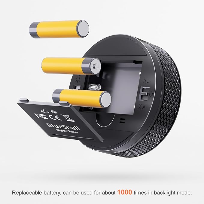 BlueSnail Kitchen Timer with LED Digital Display Smart Efficana for Home Classroom Gym Office, Volume and Brightness Adjustable Productivity Timer (All Black)