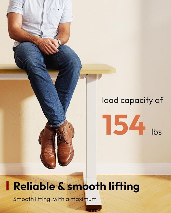 SANODESK Standing Desk Height Adjustable Electric Stand up Desk 63x24 Inches Sit Stand Home Office with Splice Board, White Frame/Maple Top